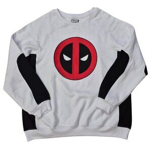 Marvel Dead Pool Mens XL Sweatshirt Blk Wht Embroidered Logo - New